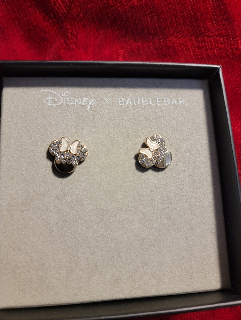 Baublebar X Disney Gold Minnie Mouse Crystal Bow Stud Earrings